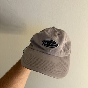 Life Is Good Hat Baseball Cap Strapback Adjustable Black Oval Logo Embroidered